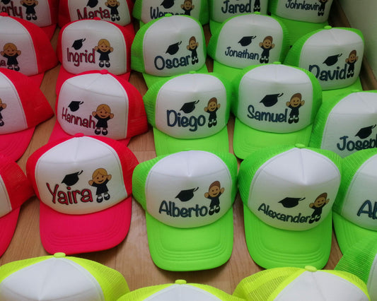 GORRA PERSONALIZADA PARA GRADUACION, FIN DE CURSO, ESCUELAS